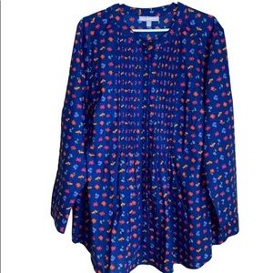 Woman Within Blue Floral Tunic Top Sz 1X